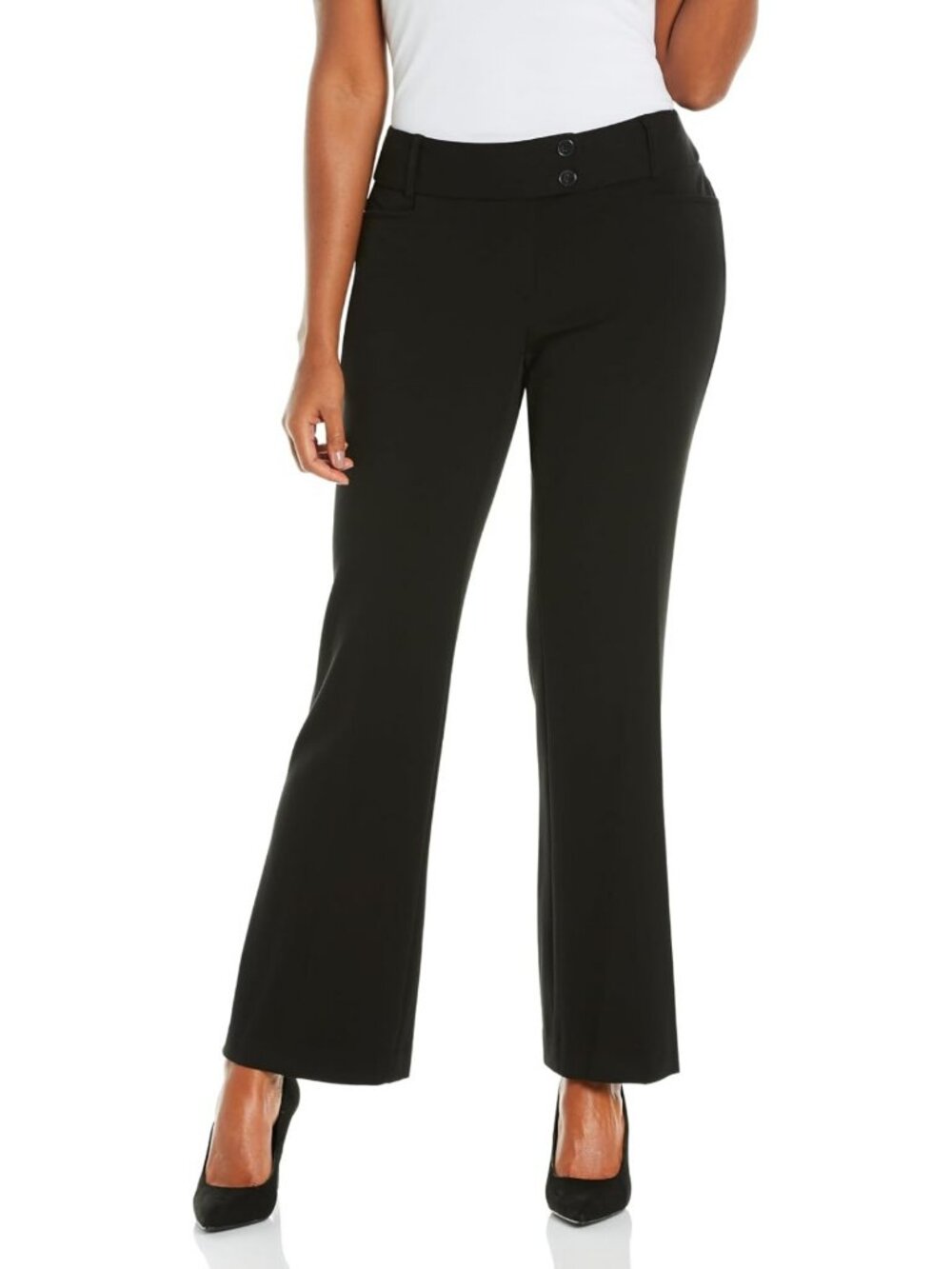 Petite Curvy Fit Bootcut Dress Pants with Pockets, Soft Stretch Work Slacks 27